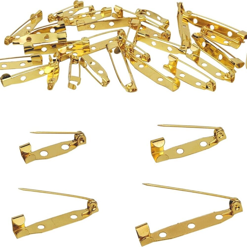 30 Pcs Brooch Pins, 4 Sizes Pack, Gold Boutonniere Pins Badge Pin Safety Pin for